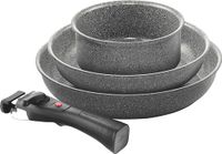 BALLARINI Torre Koekenpannenset en steelpan, 20 + 28 cm + steelpan 16 cm, keramische coating, geschikt voor inductie, afneembare handgreep, aluminium