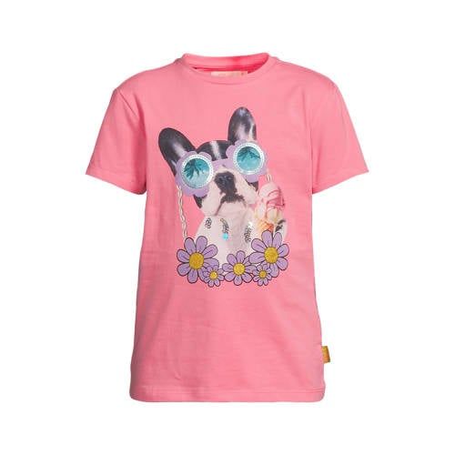 Orange Stars T-shirt roze met pailletten