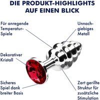 EIS Gegroefde anaalplug met kristal, 7 cm