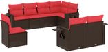 vidaXL ensemble de banc de jardin 8 pièces avec coussins, marron, polyrotin