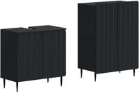 vidaXL - 2-delige - Badkamerkast - Set - ZWOLLE - Zwart - Bewerkt - hout