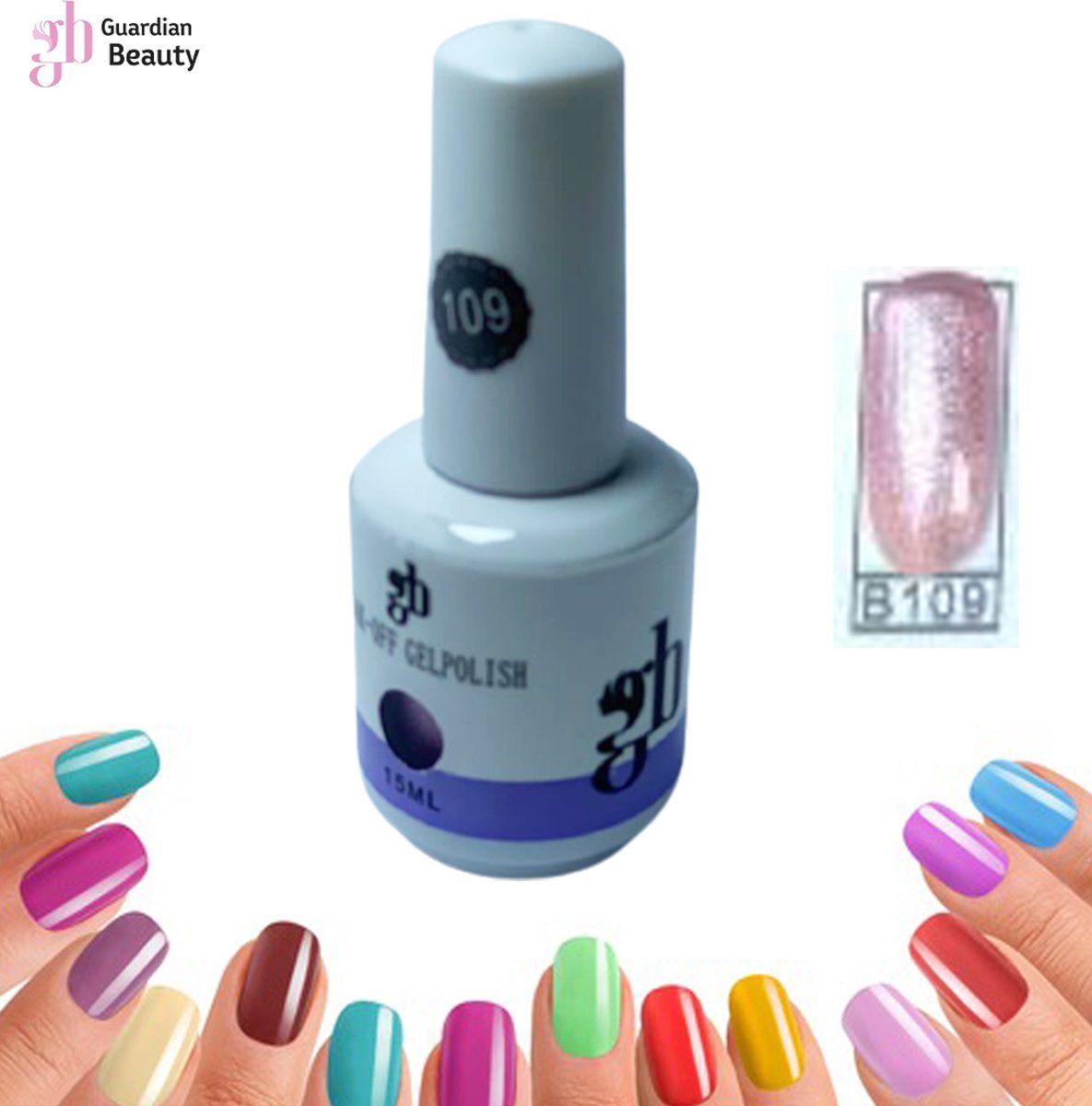 Guardian Beauty Gel Polish Soak Off - Gellak - Glitters Nagellak #B109 15ml - 2 stuks - 8720211914850