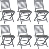 vidaXL Tuinstoelen 6 stuks met kussens massief acaciahout grijs