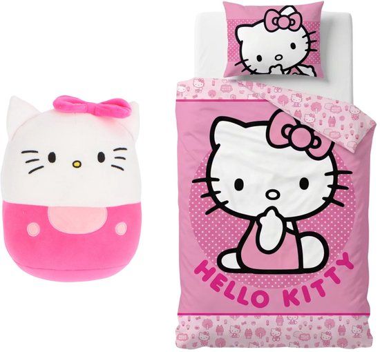 4KidsOnly Hello Kitty Dekbedovertrek met squishy - 140 x 200 cm