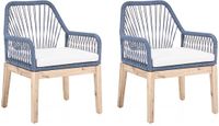 Beliani OLBIA - Tuinstoel set van 2 - Donkerblauw/Wit - Acaciahout
