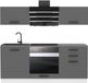 BELINI Bloc cuisine SOPHIA - Meuble de cuisine Set 180 cm Argent Mat sans plans de travail - Caissons hauts et bas
