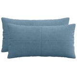 vidaXL Kussensloop - 2 stuks - ALMELO - Blauw - 40 x 70 cm - Corduroy