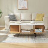 en.casa Salontafel Tvedestrand 120x55x40 cm marmer wit en naturel