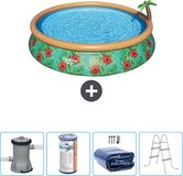 Bestway Fast Set Zwembad Rond - Paradijsprint - 457x84cm - Incl. Pomp, Solarzeil & Ladder