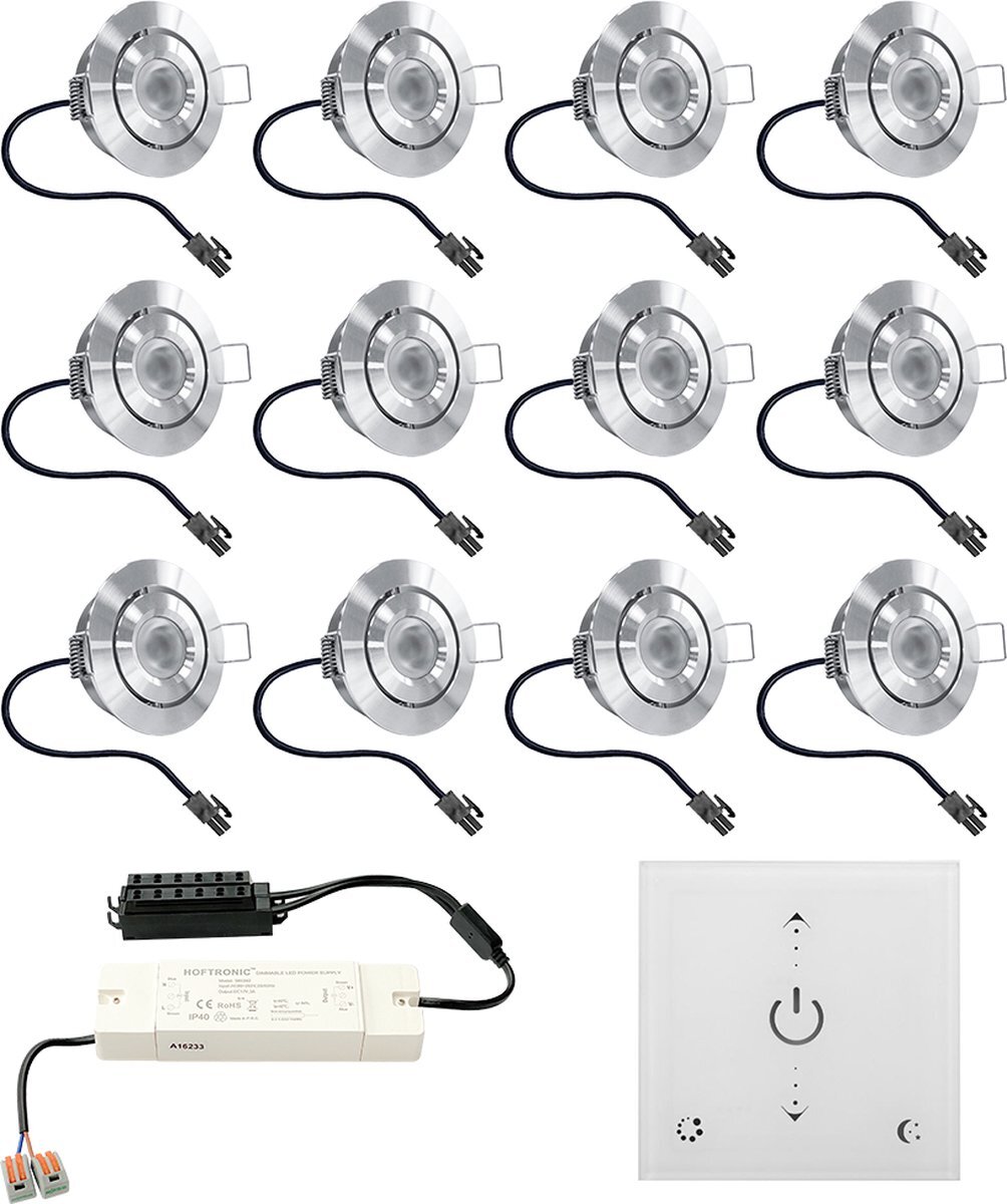 HOFTRONIC Granada LED inbouwspots 12x3W dim-/kantelbaar IP44