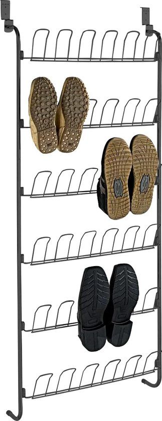 WENKO Deurschoenenrek - 6 planken - voor 18 paar schoenen - 59 x 151 x 14 cm - gepoedercoat metaal