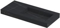 Wastafel INK Pitch Wastafel Keramische Slab Rechts met Drain en Front en Side Skirts Zonder Kraangat - 1000x450x90 mm - Lauren Black Mat