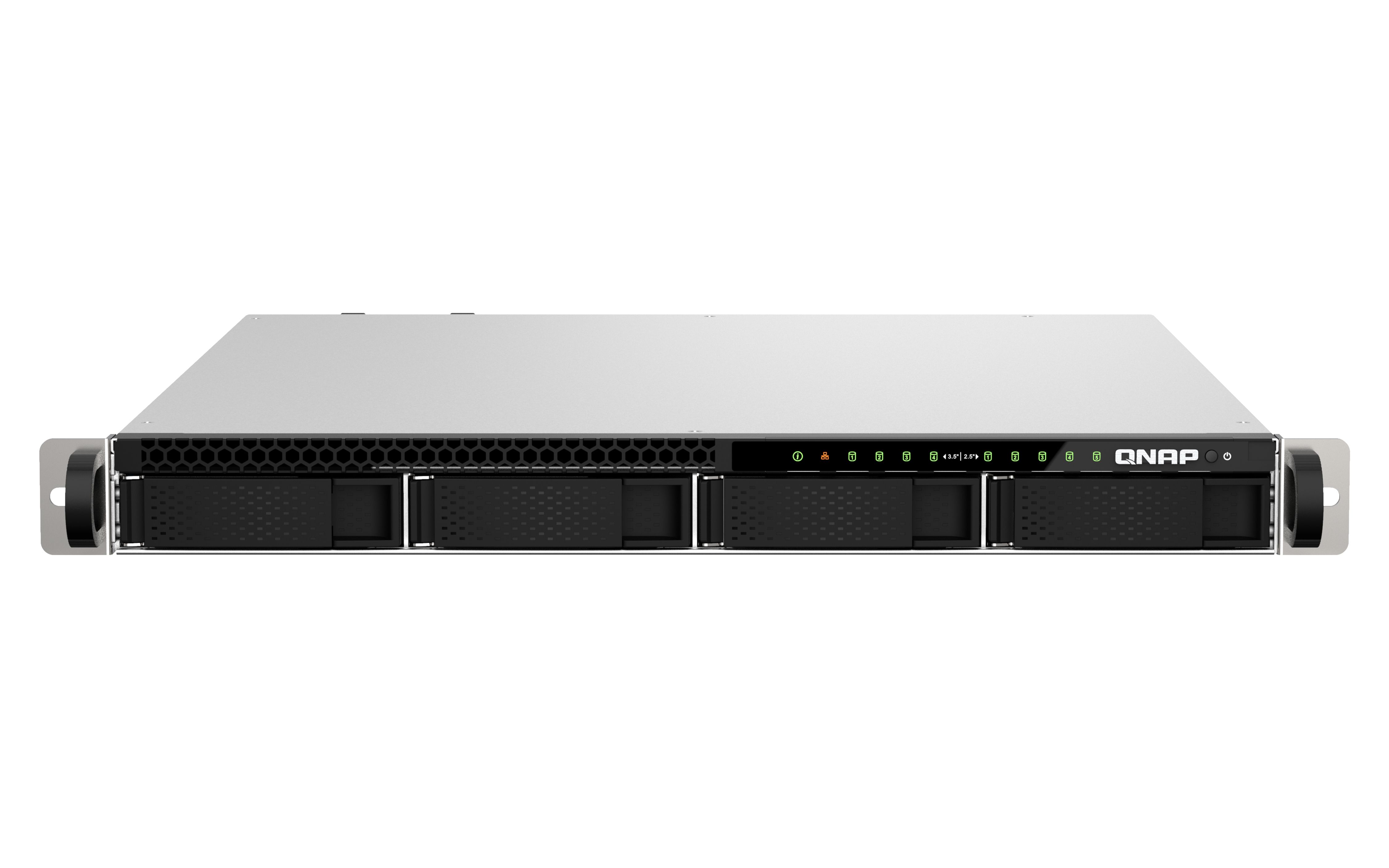 QNAP TS-h987XU-RP - NAS - Rack (1U) - Intel Xeon E E-2334 - 16 GB DDR4 - QuTS hero - Zwart, Zilver