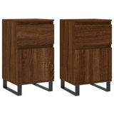 VidaXL Dressoirs 2 st 40x35x70 cm bewerkt hout bruin eikenkleur