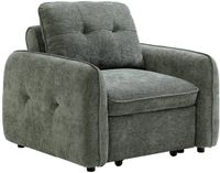 Vente-unique Slaapfauteuil in getextureerde groene stof POBAVA