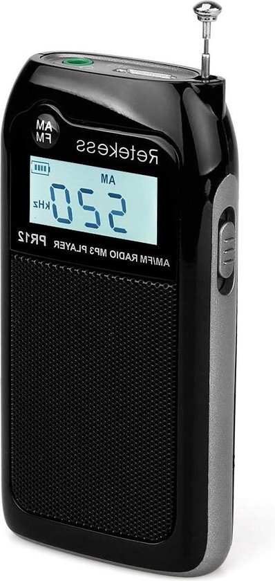 Draagbare FM AM Radio - Oplaadbare Batterij - Mini Radio - TF Card Support - Zwart