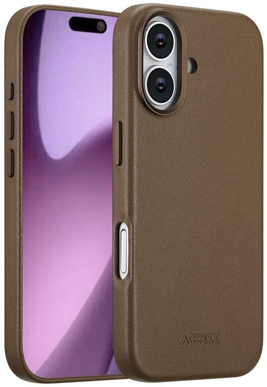 Accezz Leather Backcover Geschikt voor iPhone 17 - Coffee Brown