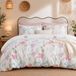 TRANKIELO® - Ensemble de literie 135x200cm – Microfibre – Design réversible – Feuilles et fleurs lilas