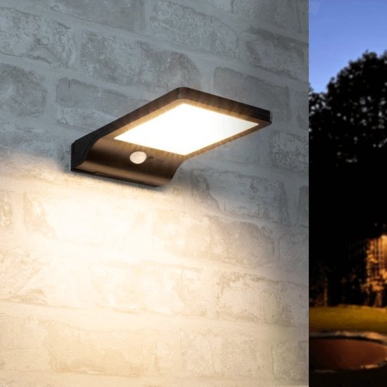 LedKoning Solar wandlamp Slim met 36 leds en bewegingsmelder Zwart op zonne energie