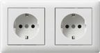 Gira Systeem 55 Wandcontactdoos met randaarde + afdekraam 2V Zuiver wit 479303