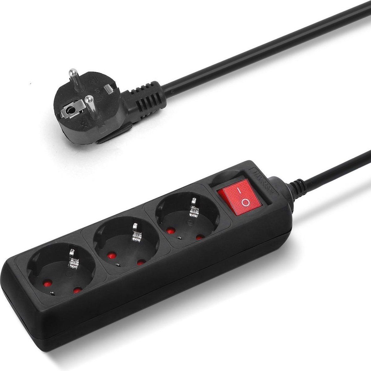 Aigostar 20QIM Stekkerdoos - 3-voudig - 3 meter - Zwart