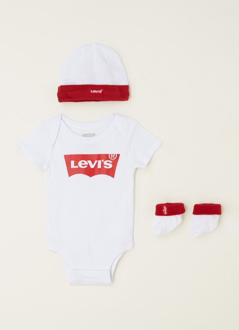 Levi's Giftset romper slofjes mutsje 3-delig