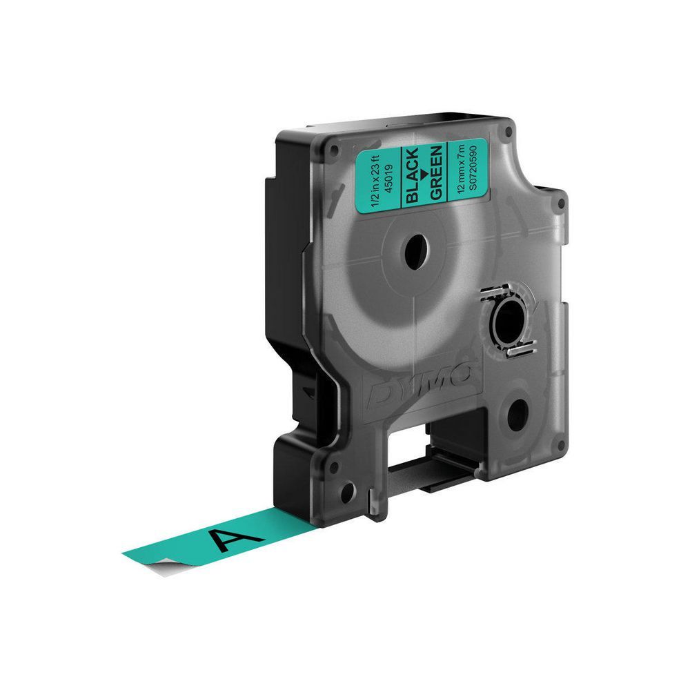 DYMO D1 Label - Black on Green - 12mm x 7m - Compatible with LabelManager & LabelWriter 450 DUO