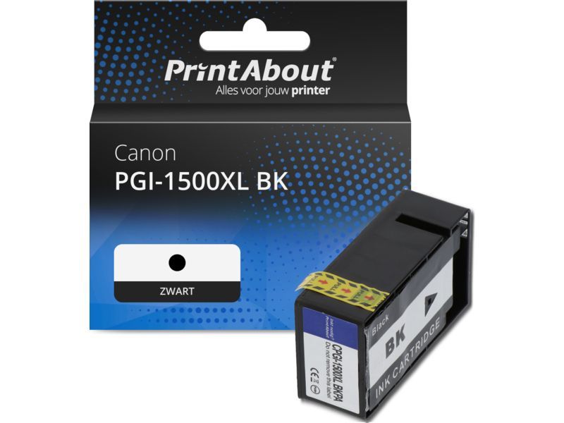 PrintAbout Inktcartridge PGI-1500XL BK Zwart Hoge capaciteit geschikt voor Canon
