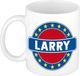 Bellatio Decorations - Larry voornaam - koffiemok - beker - wit/blauw - 300 ml
