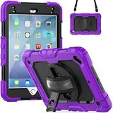 iPad Mini Case voor iPad Mini 5 2019/Mini 4, Full body anti-val & schokbestendige bescherming met 360 draaibare standaard handgreep/schouderriem voor iPad Mini 5/4 tablethoesje (paars b)