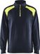 Blåkläder Blaklader Sweatshirt bi-colour met halve rits 3353-1158 - Donker marineblauw/High Vis Geel - XXL