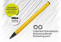 Troika Multitasking potlood met CONSTRUCTION-look liniaal (Geel)