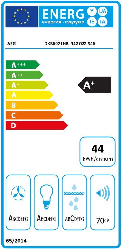 AEG DKB6971HB Muurmontage Roestvrijstaal 730 m³/uur