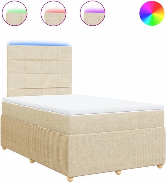 vidaXL Boxspring met matras stof crèmekleurig 120x200 cm