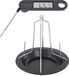 Merkloos BBQ/oven kippenspit/kiphouder met schotel zwart 20 x 18 cm - Met digitale vleesthermometer / braadthermometer