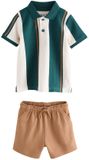 Next Jongens Set met poloshirt met korte mouwen en short - Groen