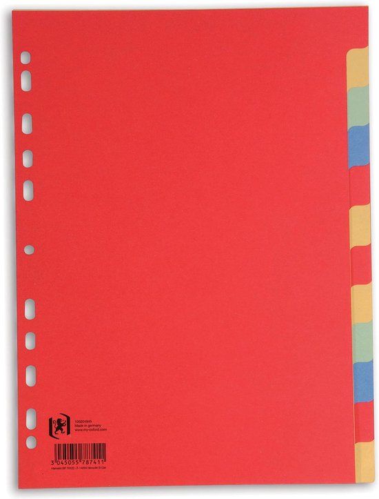 Elba Tabbladen - A4 - Karton - 12 tabs - 11-gaats - Assorted Colors