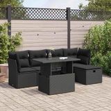 Maison Exclusive - Ensemble de meubles de jardin 6 pièces avec canapé et coussins, noir, en polyrotin