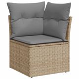 vidaXL 9-delige Loungeset met kussens, polyrattan, acacia, beige