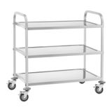 Royal Catering Serveerwagen roestvrij staal - 3 Plateaus - tot 150 kg - 2 remmen