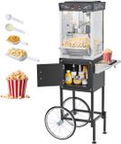 VEVOR Popcornmachine met Kar 800W Popcornmaker 48 Kopjes Zwart