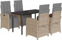 vidaXL 5-delige tuinset met kussens, beige, polyrotan