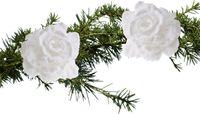 Cosy&Trendy Kerstboom bloemen op clip - 2x stuks - wit besneeuwd -kunststof -10 cm