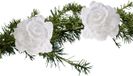 Cosy&Trendy Kerstboom bloemen op clip - 2x stuks - wit besneeuwd -kunststof -10 cm