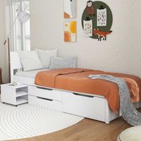 Interlink Efetivo Lit de rangement 90 x 200 cm - Pin massif - Blanc