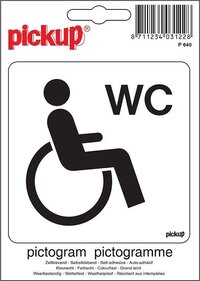 Sticker gehandicapten toilet 10x10cm - Zwart/Wit - Kunststof