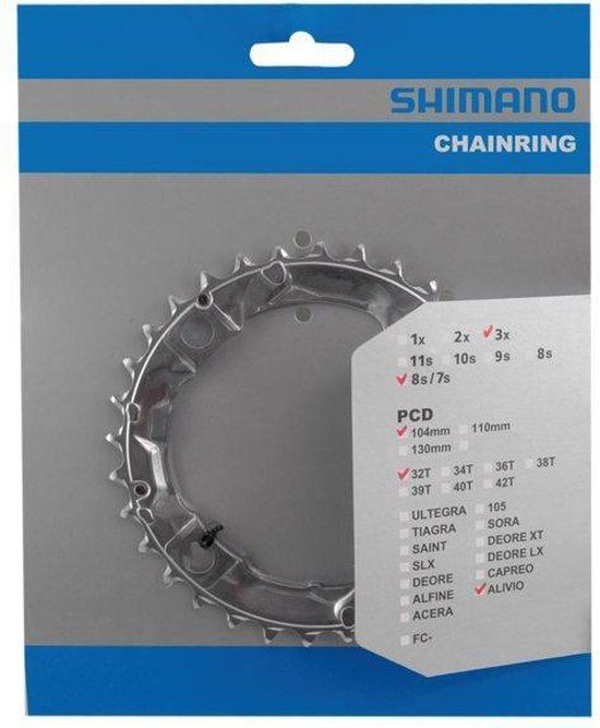 SHIMANO Kettingblad 32T Shimano Alivio FC-M415 - zilver