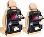 Einesin Autostoelorganizer met tafel, Auto-achterbankorganizer voor kinderen, Premium PU-leer, Waterdichte achterbankorganizer met opvouwbare tafel, tabletvak en veel vakken (Zwart, 2-pack)
