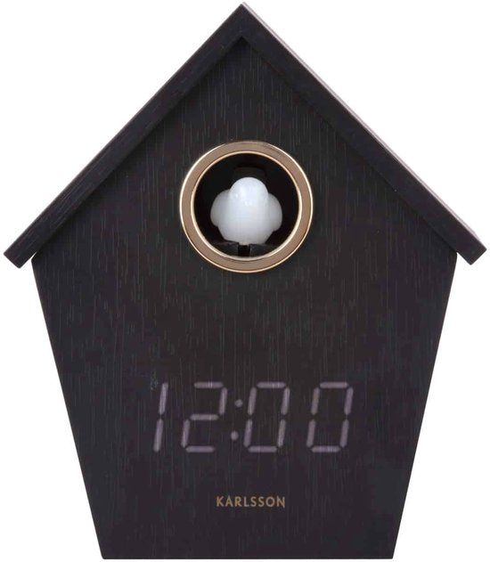 Karlsson Riqueza Cuckoo Wekker - Zwart - 6.8x13x15.3cm - Modern