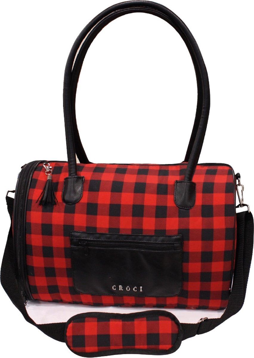 Croci - Draagtas voor Honden - Lumberjack - 40X22X26 CM - rood/zwart